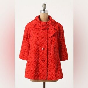 Anthropologie Vintage Retro Tabitha Cherry Red Eyelet Size Small